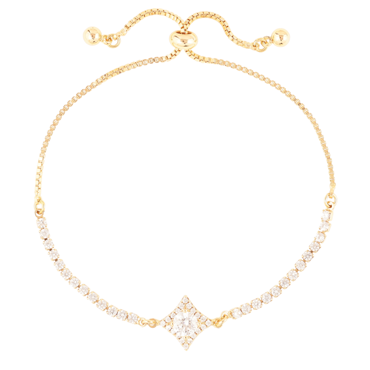 Браслет Xuping Позолота 18K «Доріжка цирконію з ромбовою вставкою» на бігунку 10-22см х 1мм фото №8