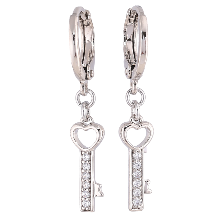 Серьги Xuping Родий подвески на колечках Ключики на одну сторону фото №8