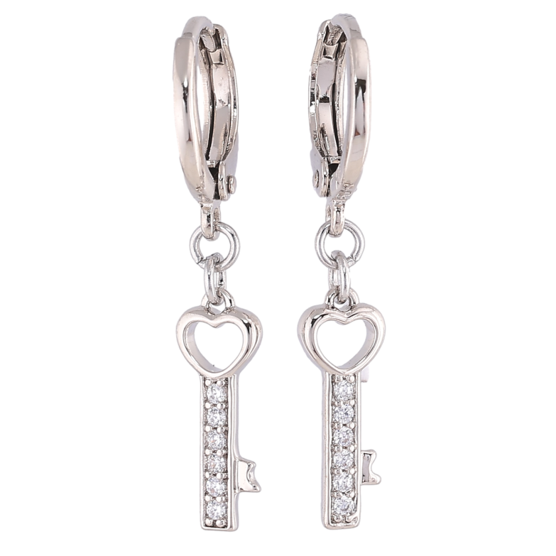 Серьги Xuping Родий подвески на колечках Ключики на одну сторону фото №1