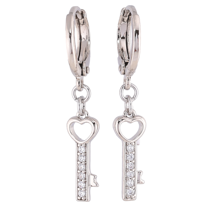 Серьги Xuping Родий подвески на колечках Ключики на одну сторону фото №1