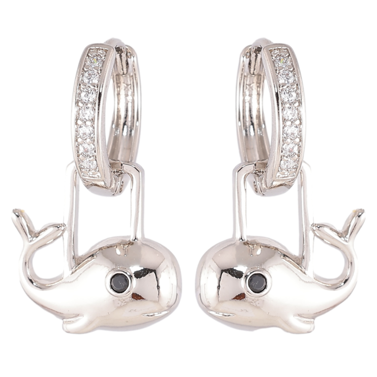 Серьги Xuping Родий подвески на колечках Кашалоты 2 в 1 фото №20