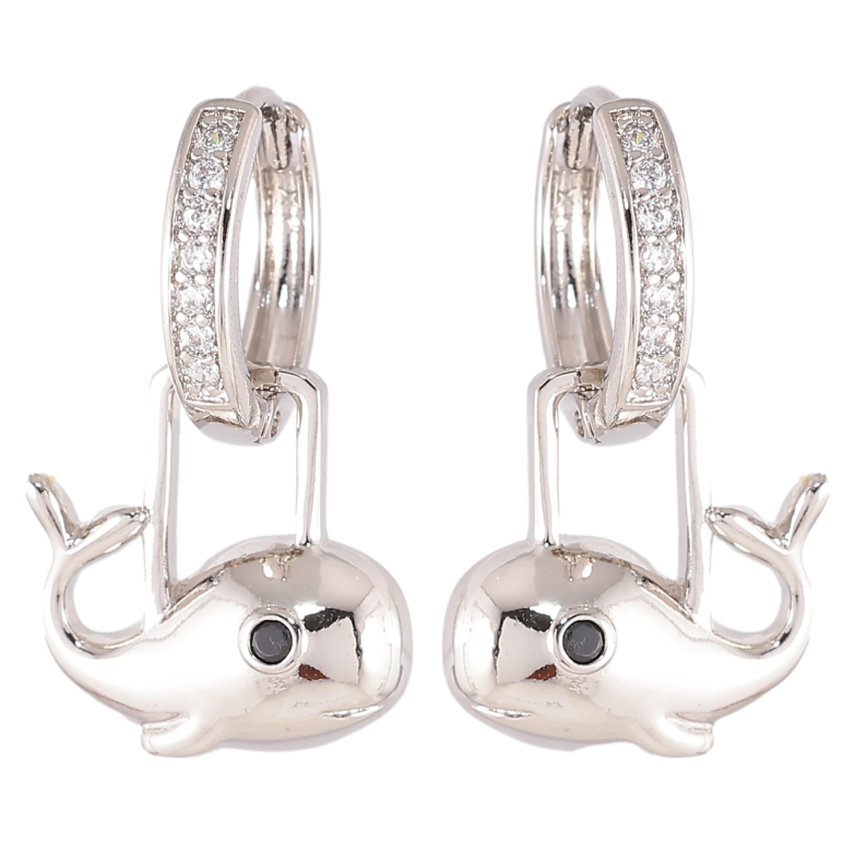 Сережки Xuping Родій  підвіски на колечках «Кашалоти» 2 в 1 фото №1