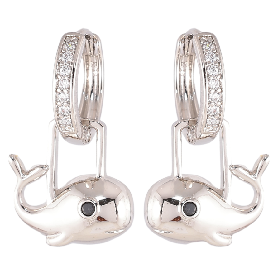 Серьги Xuping Родий подвески на колечках Кашалоты 2 в 1 фото №1