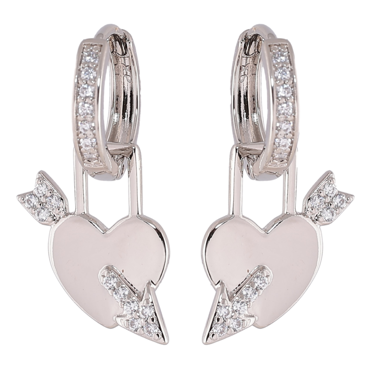 Серьги Xuping Родий подвески на колечках Сердечки 2 в 1 фото №19