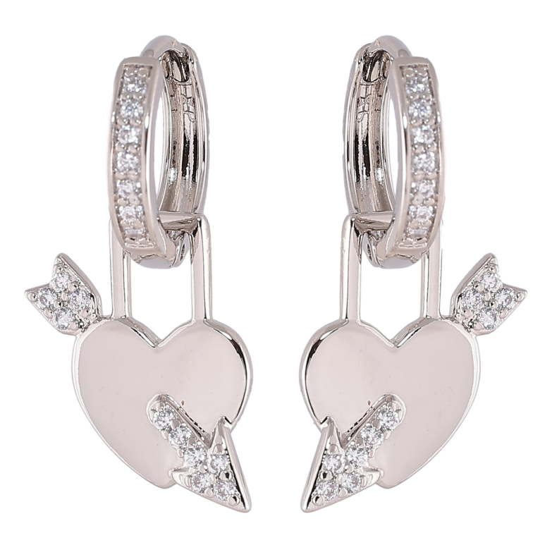 Сережки Xuping Родій  підвіски на колечках «Сердечка» 2 в 1 фото №2