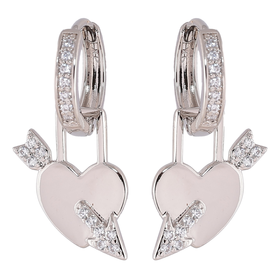 Серьги Xuping Родий подвески на колечках Сердечки 2 в 1 фото №1