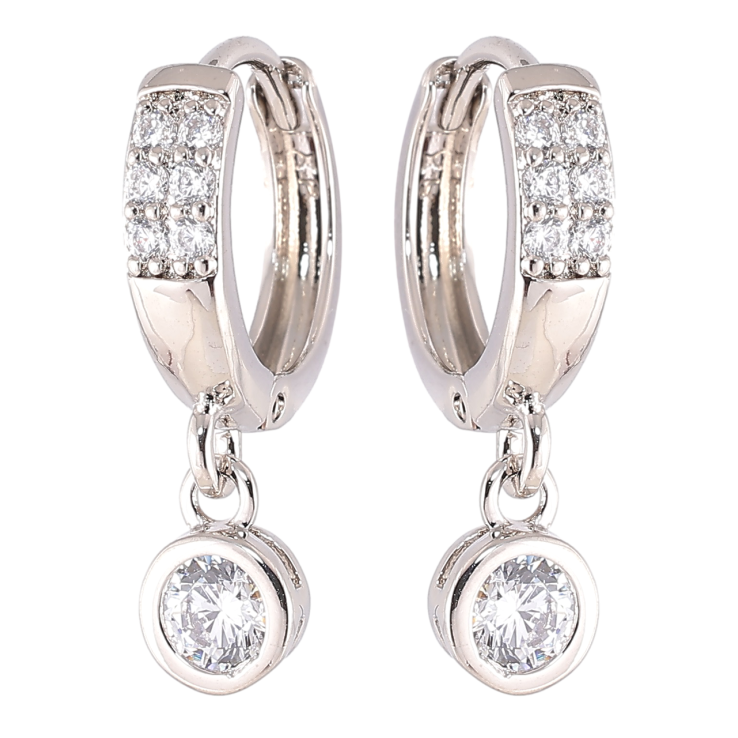Серьги Xuping Родий подвески на колечках Фианиты ø 5мм фото №20