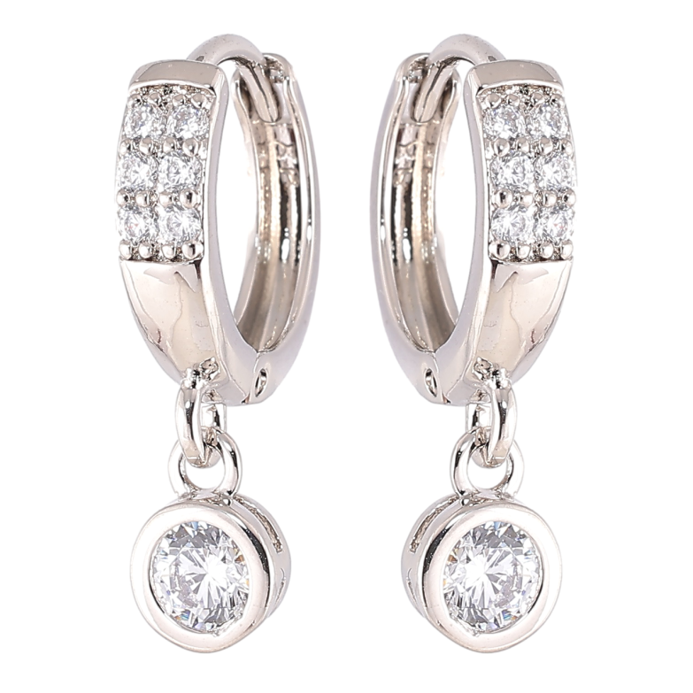 Сережки Xuping Родій  підвіски на колечках «Фіаніти» ø 5мм фото №1