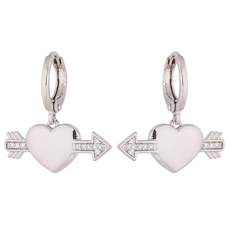 Серьги Xuping Родий подвески на колечках Сердечки пронзенные стрелами фото №18