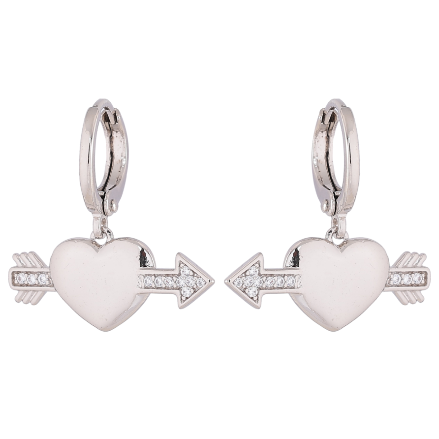 Серьги Xuping Родий подвески на колечках Сердечки пронзенные стрелами фото №1