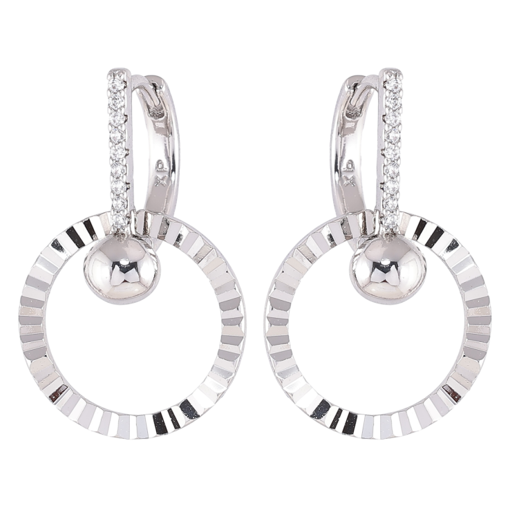 Серьги Xuping Родий подвески на колечках Круглые подвески с дорожками циркония фото №25