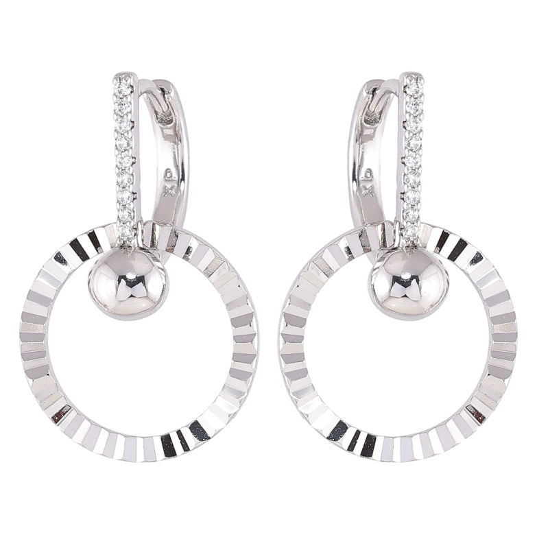 Серьги Xuping Родий подвески на колечках Круглые подвески с дорожками циркония фото №18