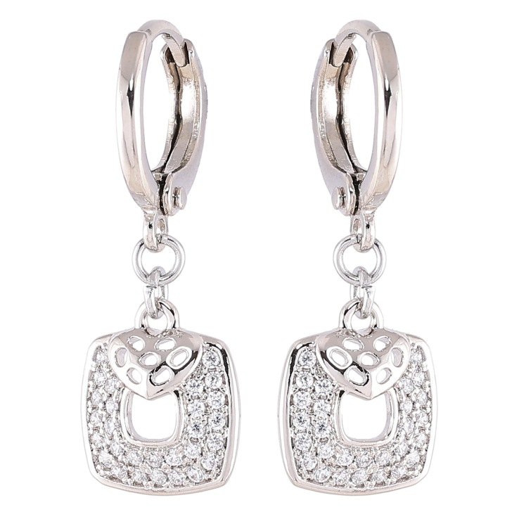 Серьги Xuping Родий подвески на колечках Квадратные подвески с инкрустацией цирконием фото №18