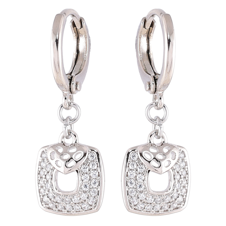 Сережки Xuping Родій  підвіски на колечках «Квадратні підвіски з інкрустацією цирконієм» фото №1