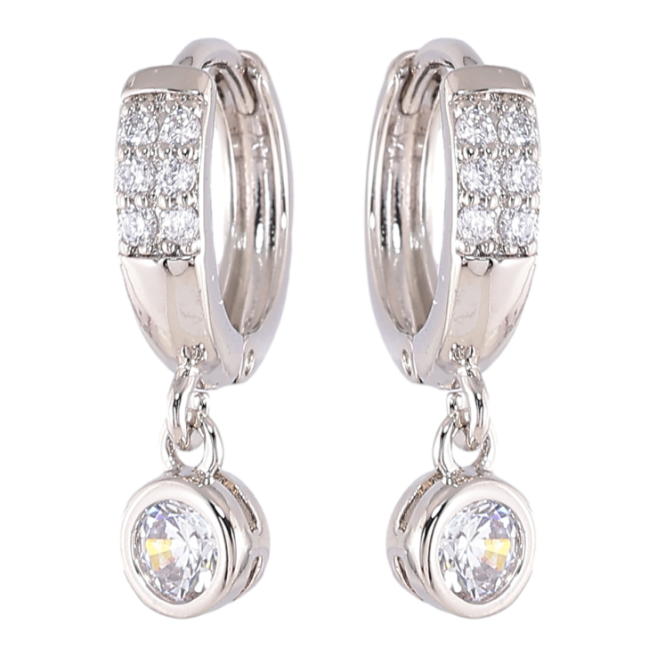 Серьги Xuping Родий подвески на колечках Фианиты ø 5мм фото №24
