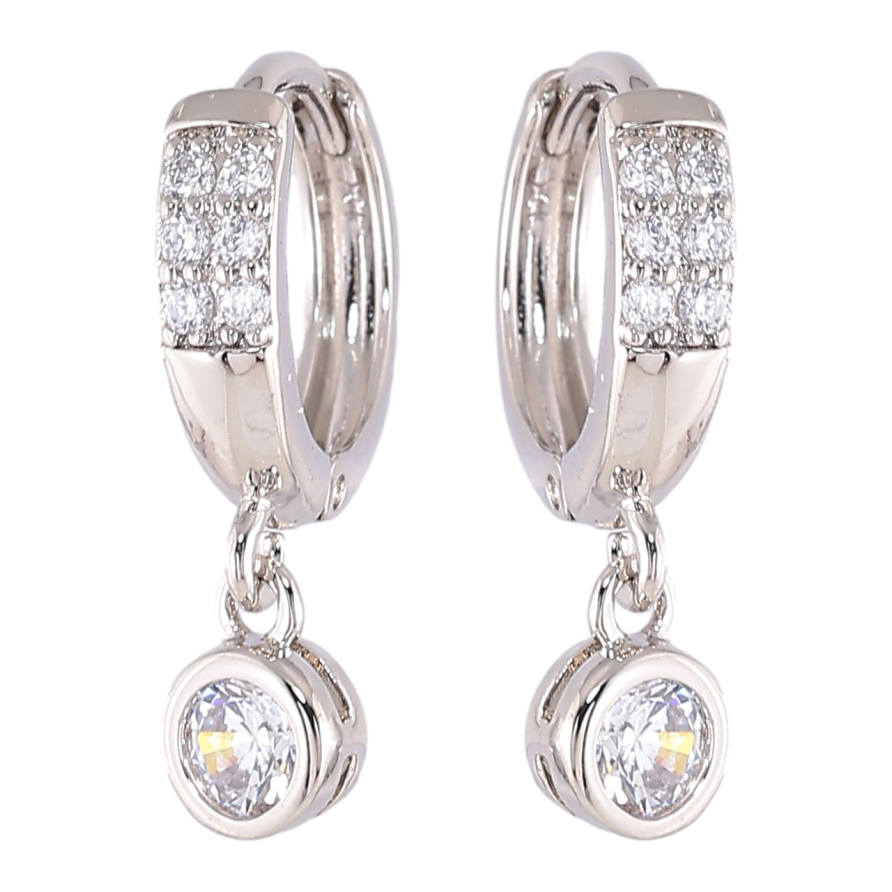Серьги Xuping Родий подвески на колечках Фианиты ø 5мм фото №1