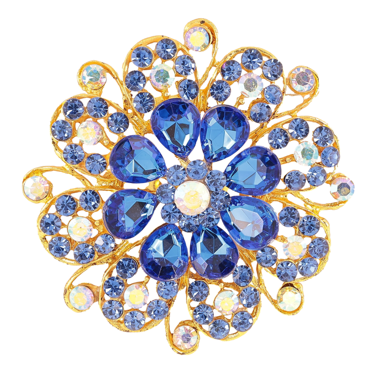Брошка «Квітка з синіми стразами» фото №10