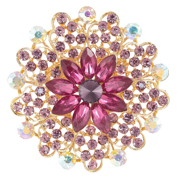 Брошка «Квітка з бордовими стразами» фото №14