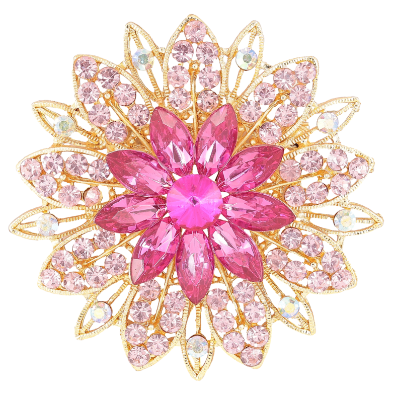Брошка «Квітка з рожевими стразами» фото №1