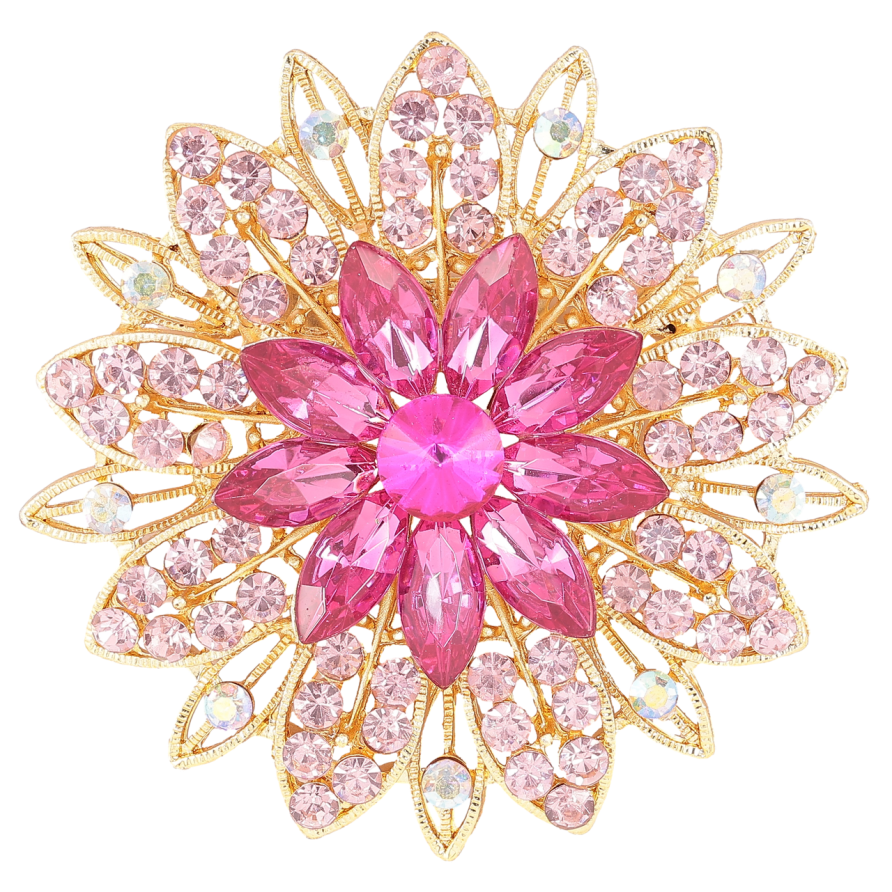 Брошь Цветок с розовыми стразами фото №1