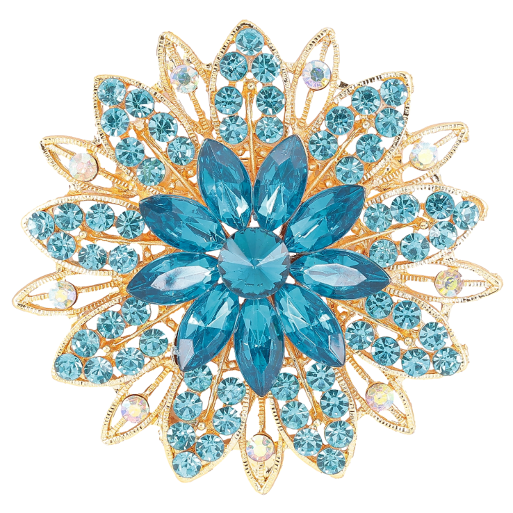 Брошка «Квітка з бірюзовими стразами» фото №15
