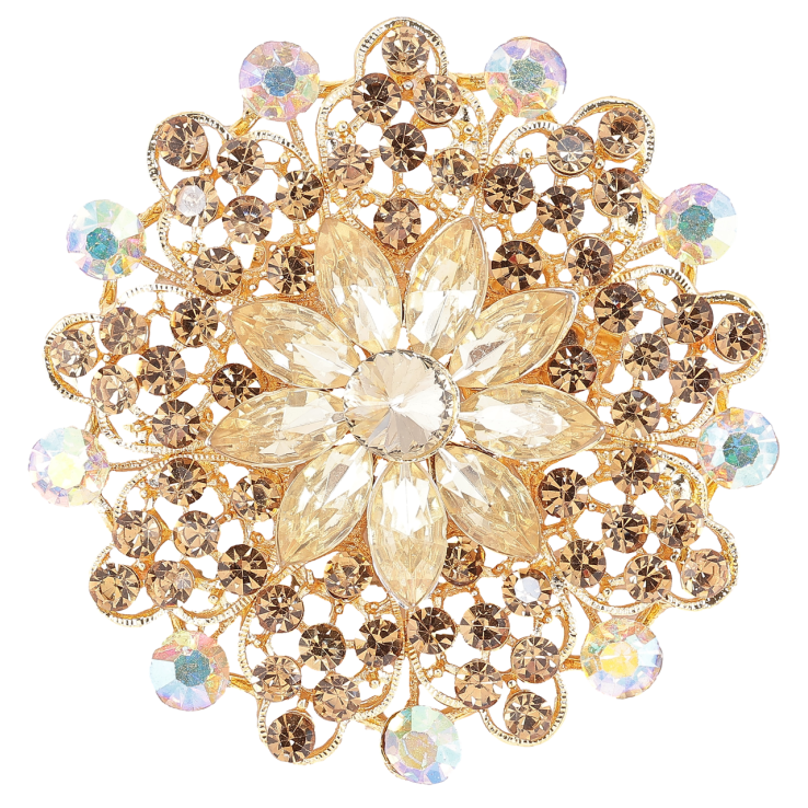 Брошка «Квітка з золотистими стразами» фото №21