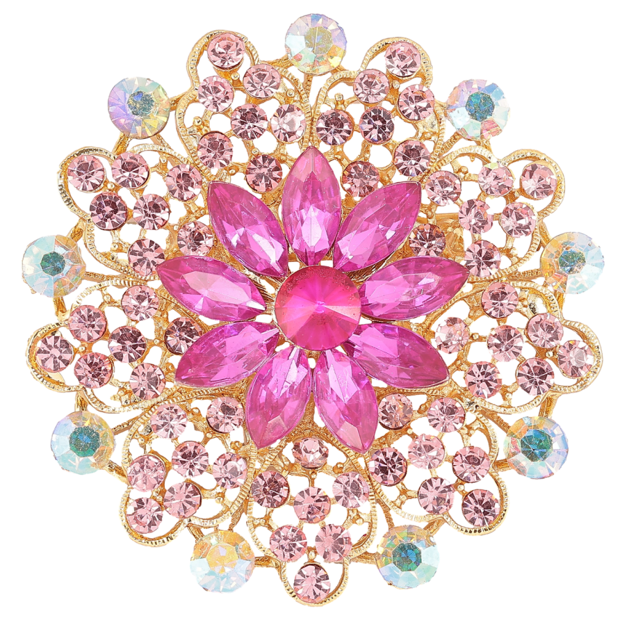 Брошка «Квітка з розовыми стразами» фото №1