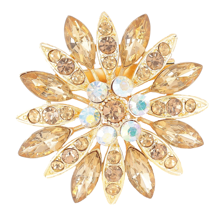 Брошка «Квітка з золотистими стразами» фото №12