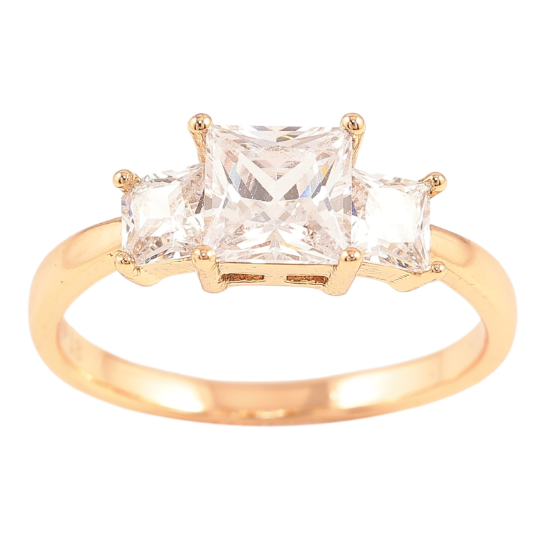 Каблучка Xuping Позолота 18K «Три фіаніти» фото №1