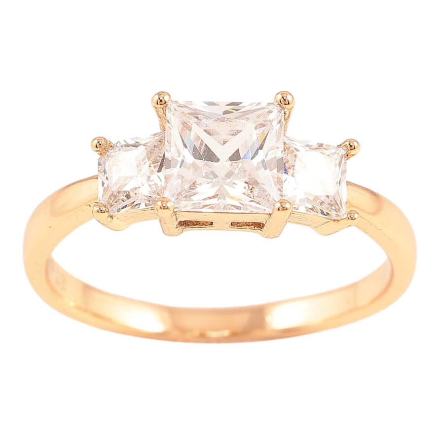 Кольцо Xuping Позолота 18K Три фианита фото №1