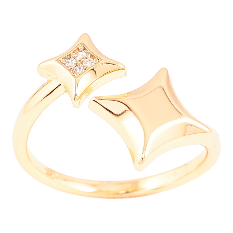 Каблучка Xuping Позолота 18K «Ромби з цирконієм» фото №1