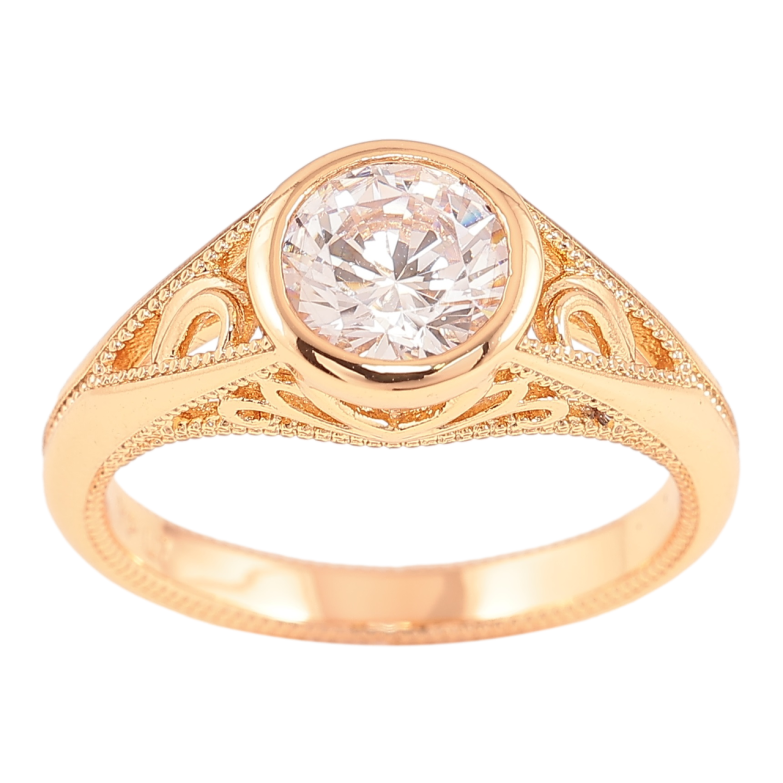 Каблучка Xuping Позолота 18K «Різьблений візерунок з вставкою фіаніт» фото №11