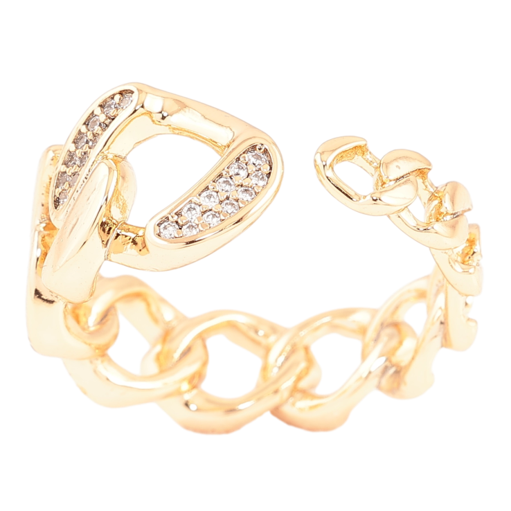 Кольцо Xuping Позолота 18K Узор цепочка с цирконием фото №24