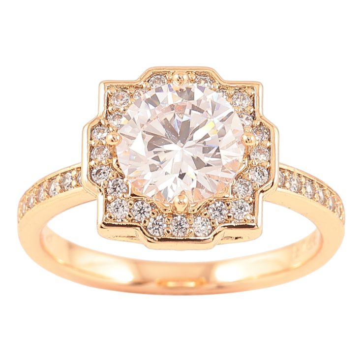 Кольцо Xuping Позолота 18K Фианит в обрамлении циркония фото №12