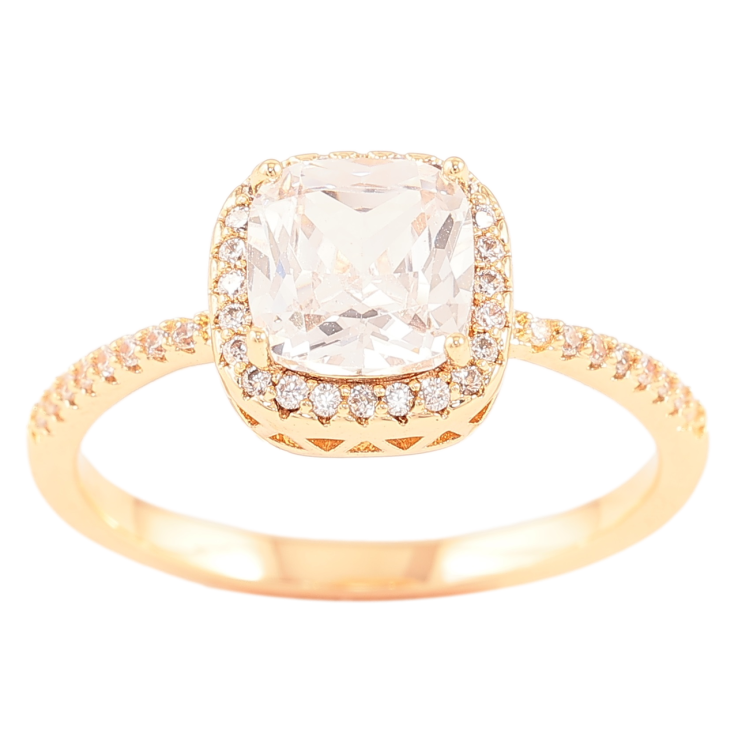 Кольцо Xuping Позолота 18K Фианит в обрамлении циркония фото №18