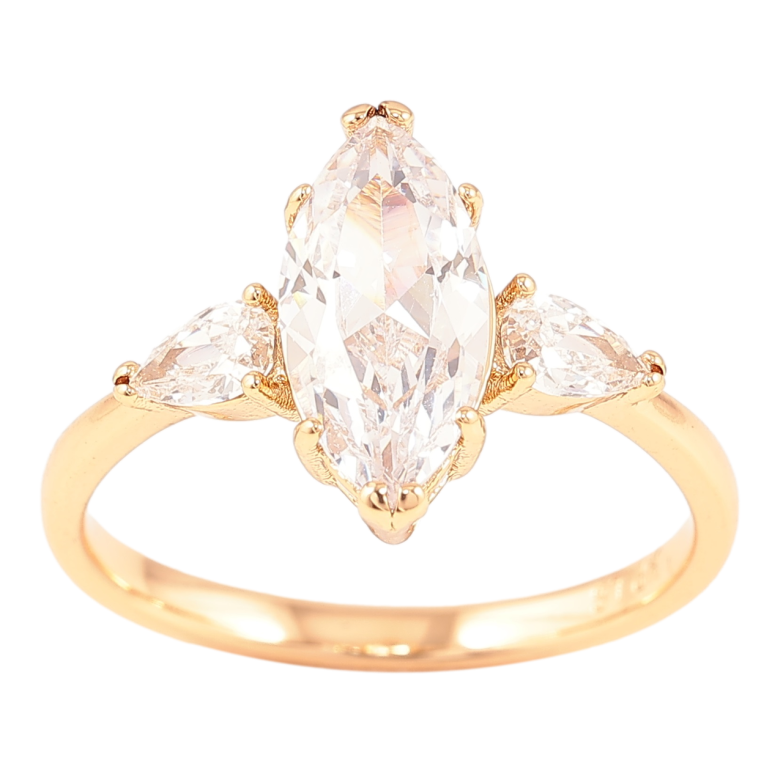 Каблучка Xuping Позолота 18K «Три кристали» фото №1