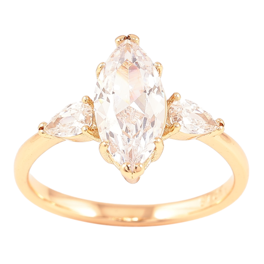 Кольцо Xuping Позолота 18K Три кристалла фото №1