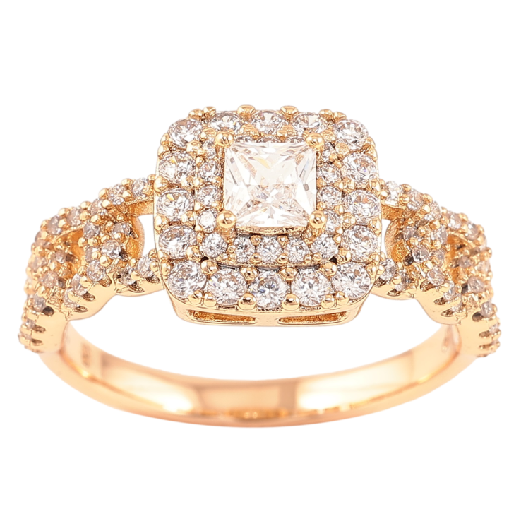 Кольцо Xuping Позолота 18K Инкрустация цирконием фото №3