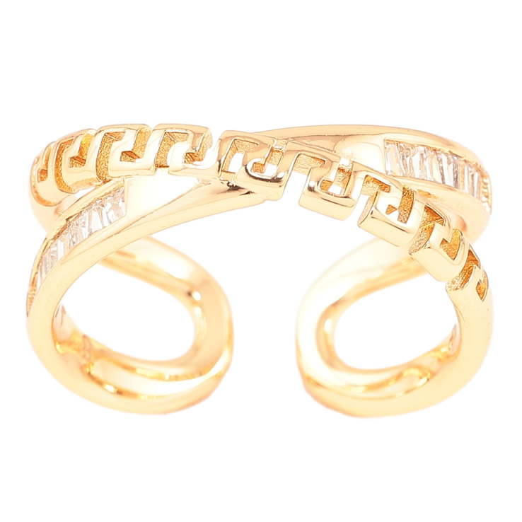 Кольцо Xuping Позолота 18K Греческий узор с дорожкой цирконием фото №14