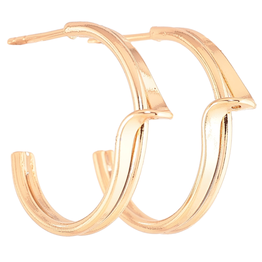 Сережки Xuping Позолота 18K пусети «Декоративні дуги» візерунок на один бік фото №1