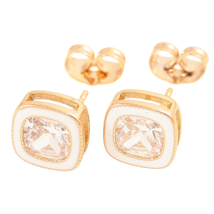 Сережки Xuping Позолота 18K пусети «Фіаніти в обідку білої емалі» 9х9мм фото №23 Сережки Xuping Позолота 18K пусети «Фіаніти в обідку білої емалі» 9х9мм фото №23