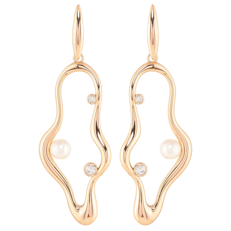 Сережки Xuping Позолота 18K пусети «Декоративні підвіски з цирконієм і перлинами» фото №1 Сережки Xuping Позолота 18K пусети «Декоративні підвіски з цирконієм і перлинами» фото №1