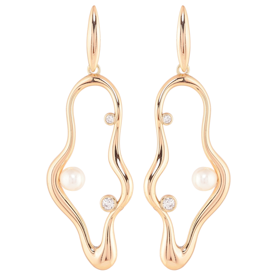 Сережки Xuping Позолота 18K пусети «Декоративні підвіски з цирконієм і перлинами» фото №1