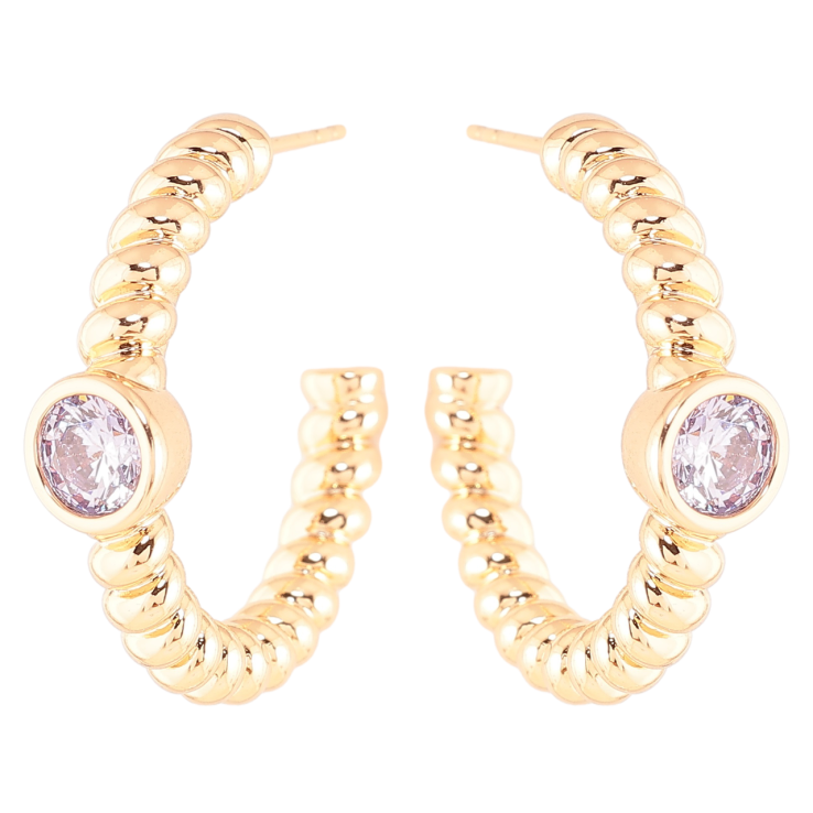 Сережки Xuping Позолота 18K пусети «Дуги з бузковими кристалами» фото №25 Сережки Xuping Позолота 18K пусети «Дуги з бузковими кристалами» фото №25