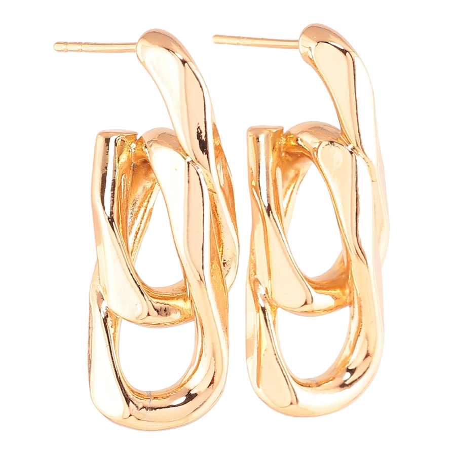 Сережки Xuping Позолота 18K пусети «Ланки ланцюжка» візерунок на один бік фото №1 Сережки Xuping Позолота 18K пусети «Ланки ланцюжка» візерунок на один бік фото №1