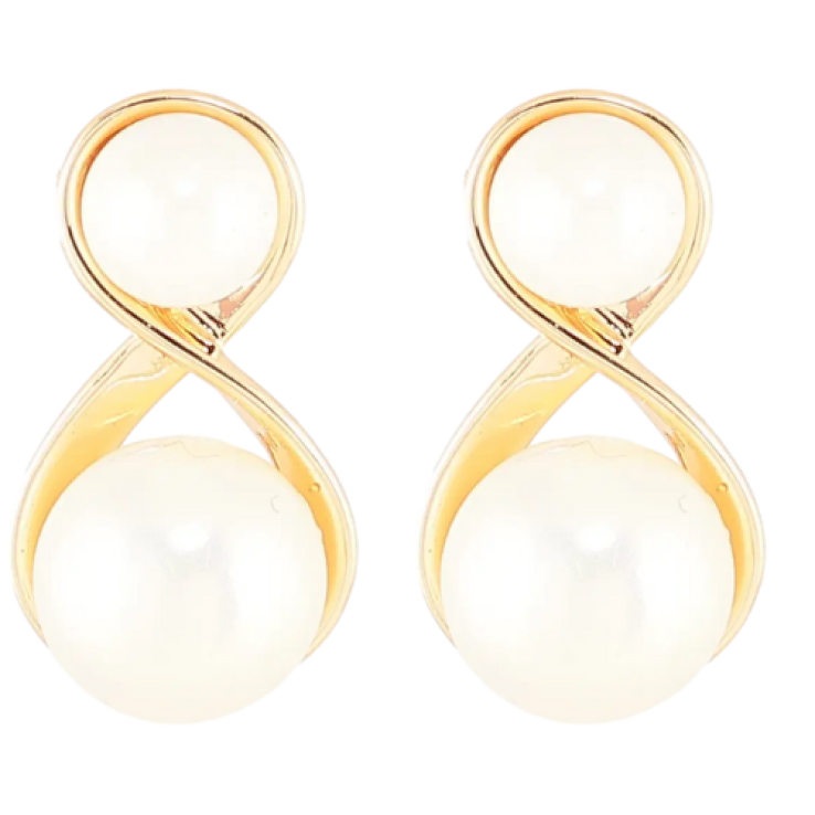 Сережки Xuping Позолота 18K пусети «Вісімки з перлинами» фото №13