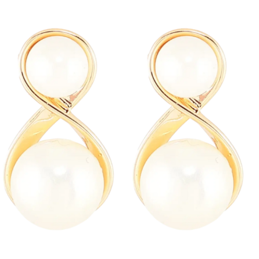 Сережки Xuping Позолота 18K пусети «Вісімки з перлинами» фото №1