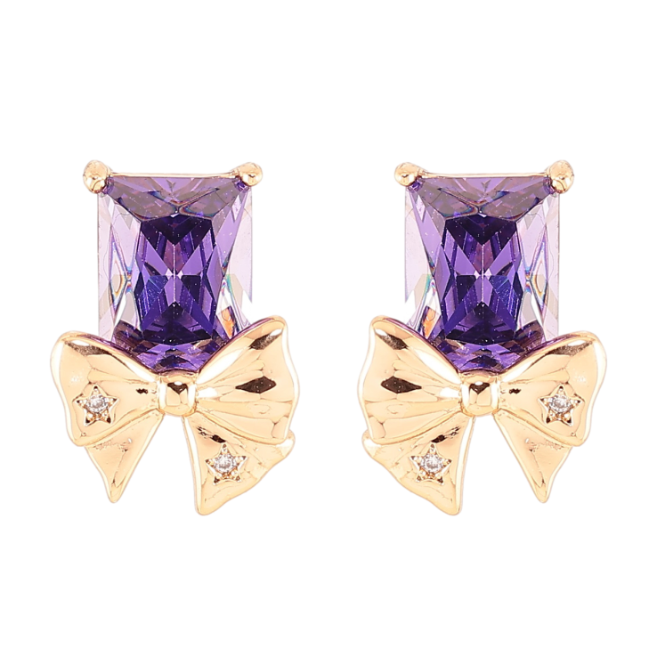 Серьги Xuping Позолота 18K пусеты Сиреневые фианиты с бантами фото №23 Серьги Xuping Позолота 18K пусеты Сиреневые фианиты с бантами фото №23