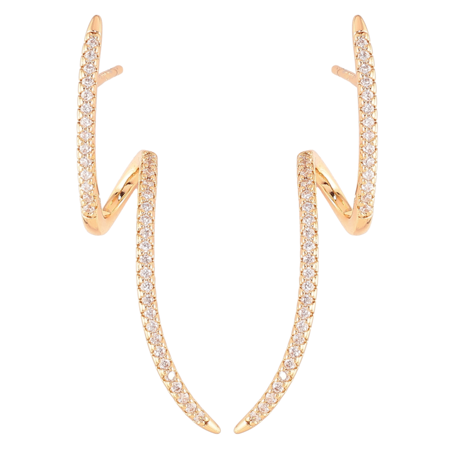 Сережки Xuping Позолота 18K пусети «Кручені доріжки цирконію» фото №1