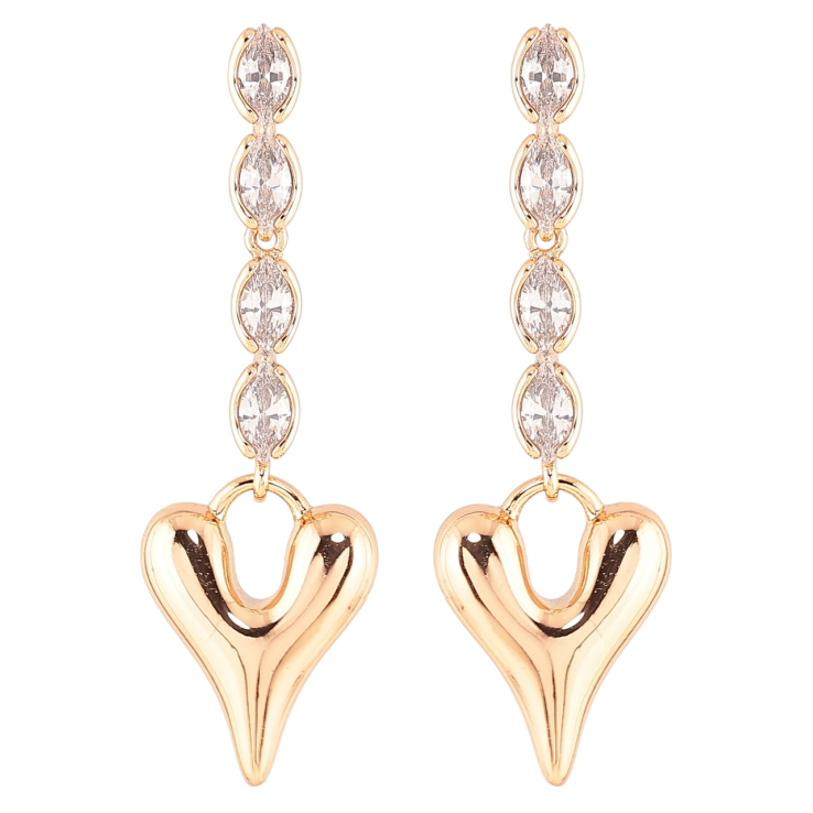 Сережки Xuping Позолота 18K пусети «Підвіски з цирконієм і сердечками» фото №2